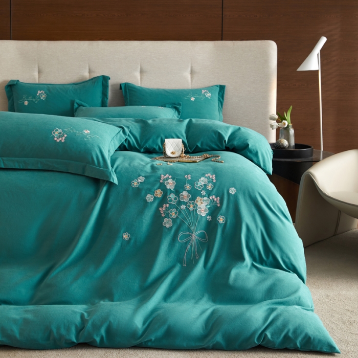 91家纺网 家纺一手货源 找家纺 凡客家居22新款60支高端锦棉优雅手捧花绣花系列 花语-绿