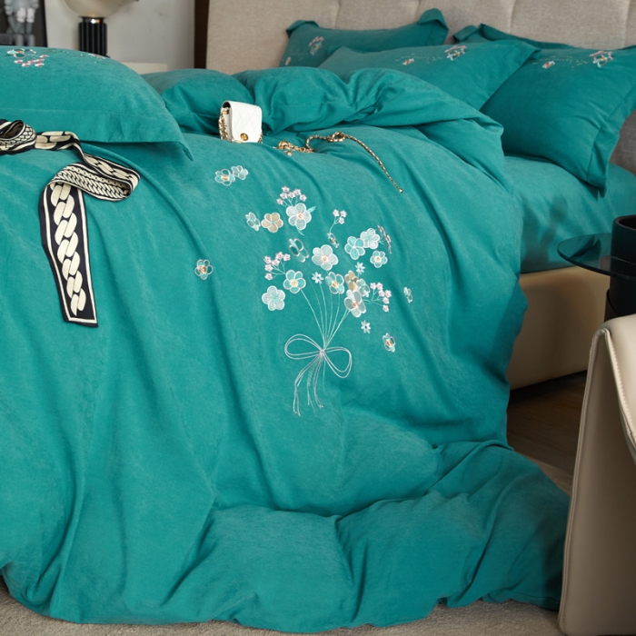 91家纺网 家纺一手货源 找家纺 凡客家居22新款60支高端锦棉优雅手捧花绣花系列 花语-绿