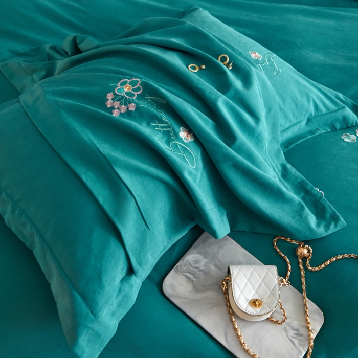 91家纺网 家纺一手货源 找家纺 凡客家居22新款60支高端锦棉优雅手捧花绣花系列 花语-绿