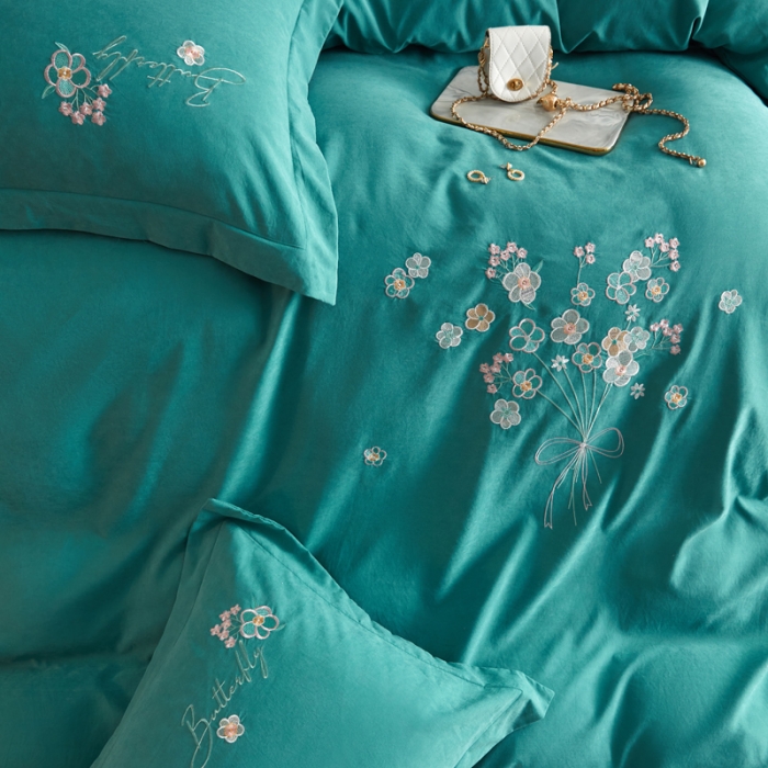 91家纺网 家纺一手货源 找家纺 凡客家居22新款60支高端锦棉优雅手捧花绣花系列 花语-绿