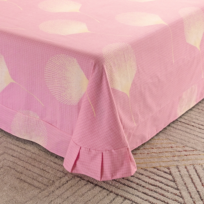 91家纺网 家纺一手货源 找家纺 纽缦 2022新款纯棉磨毛加厚系列-单床单 叶语-粉