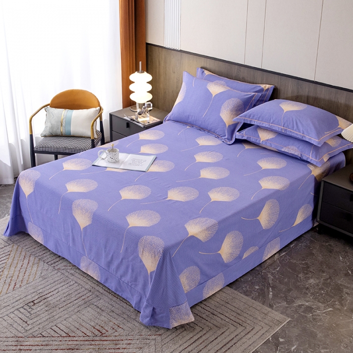 91家纺网 家纺一手货源 找家纺 纽缦 2022新款纯棉磨毛加厚系列-单床单 叶语-紫