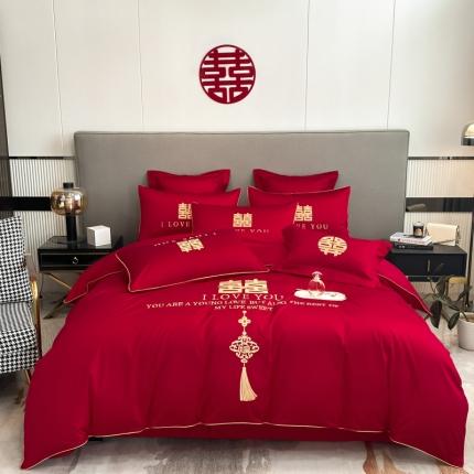 欧乐蒂  2022新款亲肤棉刺绣婚庆四件套 今生今世