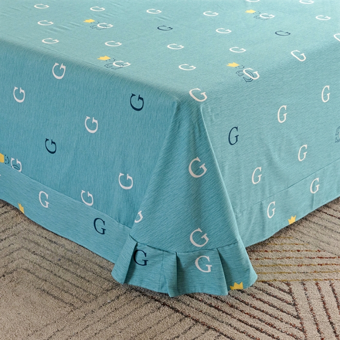 91家纺网 家纺一手货源 找家纺 纽缦 2022新款纯棉磨毛加厚系列-单床单 字母恋曲-绿