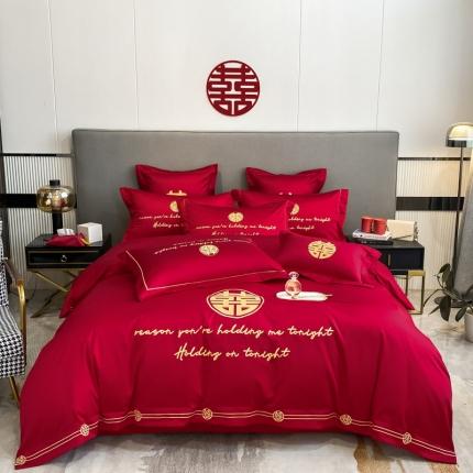 欧乐蒂  2022新款亲肤棉刺绣婚庆四件套 甜蜜