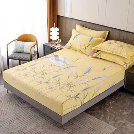 91家纺网 家纺一手货源 找家纺 纽缦 2022新款纯棉磨毛加厚系列-单床笠 浮梦-黄