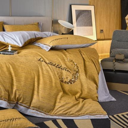 凡客家居  2022新款阳绒磨毛刺绣卡曼系列四件套 卡曼-黄