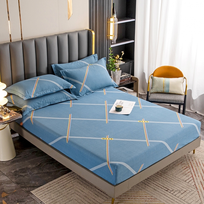 91家纺网 家纺一手货源 找家纺 纽缦 2022新款纯棉磨毛加厚系列-单床笠 彩条飞舞