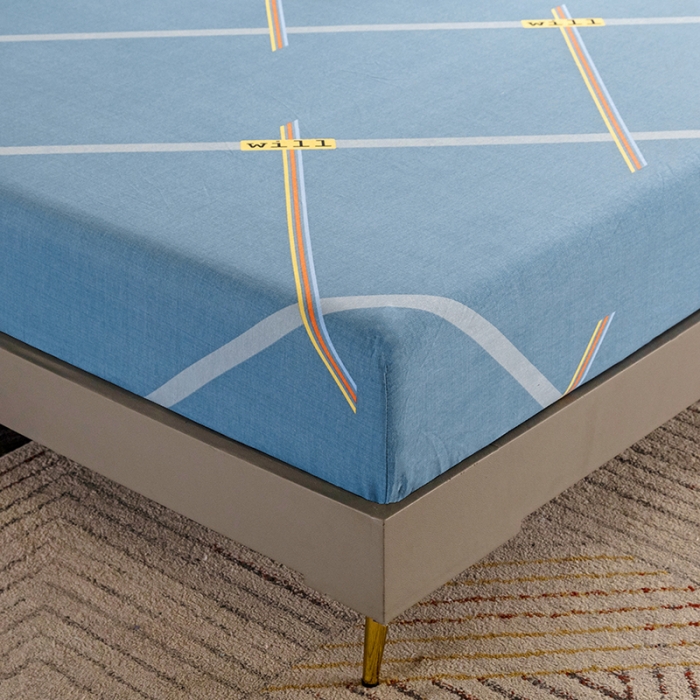 91家纺网 家纺一手货源 找家纺 纽缦 2022新款纯棉磨毛加厚系列-单床笠 彩条飞舞