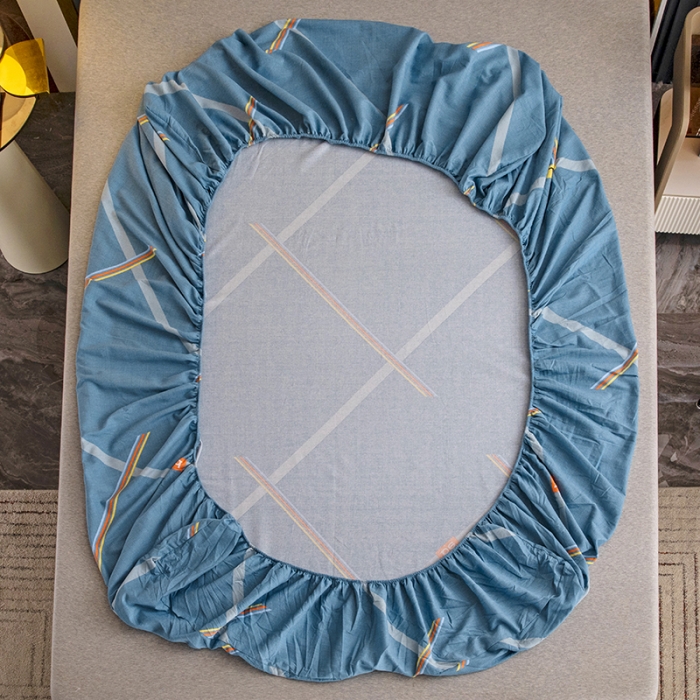 91家纺网 家纺一手货源 找家纺 纽缦 2022新款纯棉磨毛加厚系列-单床笠 彩条飞舞