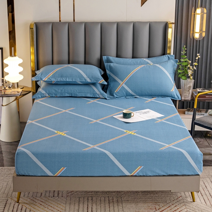 91家纺网 家纺一手货源 找家纺 纽缦 2022新款纯棉磨毛加厚系列-单床笠 彩条飞舞