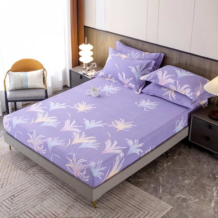 91家纺网 家纺一手货源 找家纺 纽缦 2022新款纯棉磨毛加厚系列-单床笠 城南花开-紫