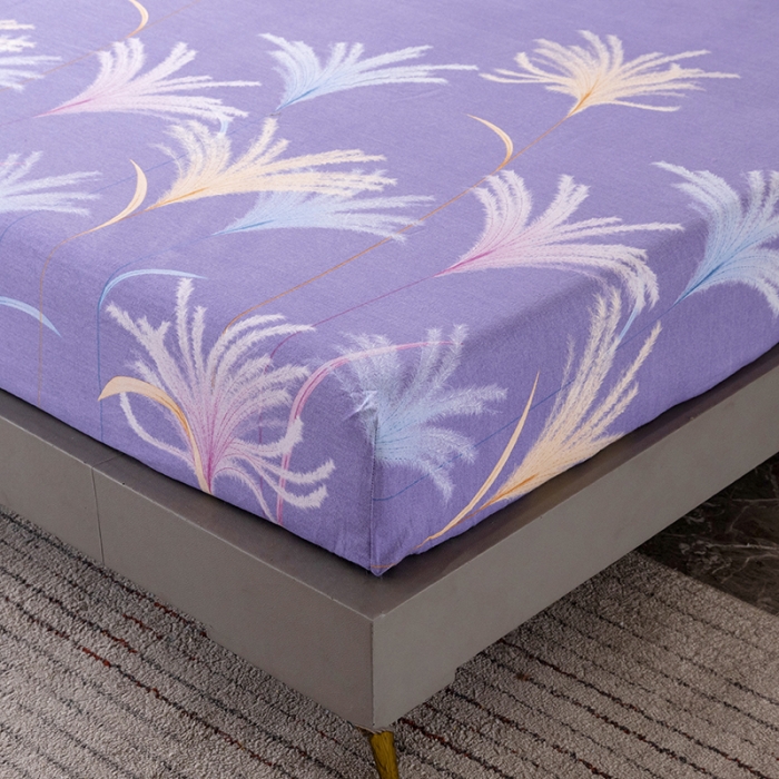 91家纺网 家纺一手货源 找家纺 纽缦 2022新款纯棉磨毛加厚系列-单床笠 城南花开-紫