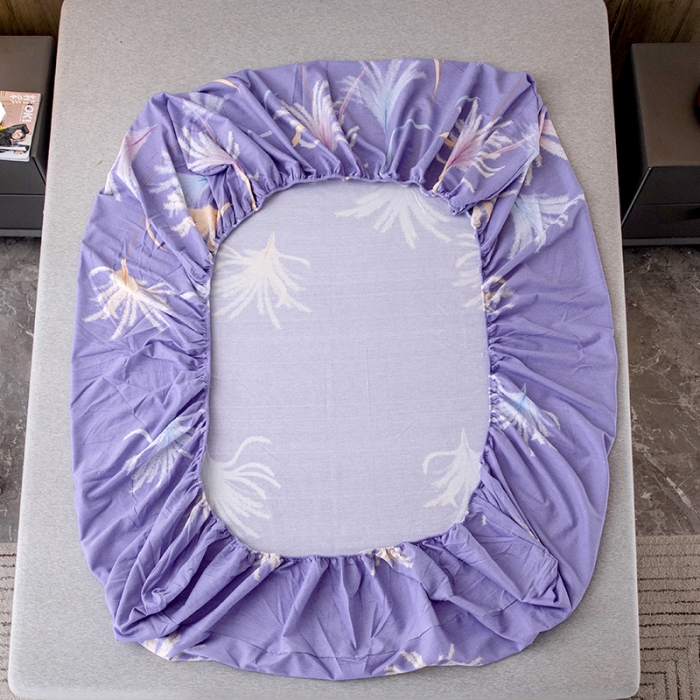 91家纺网 家纺一手货源 找家纺 纽缦 2022新款纯棉磨毛加厚系列-单床笠 城南花开-紫