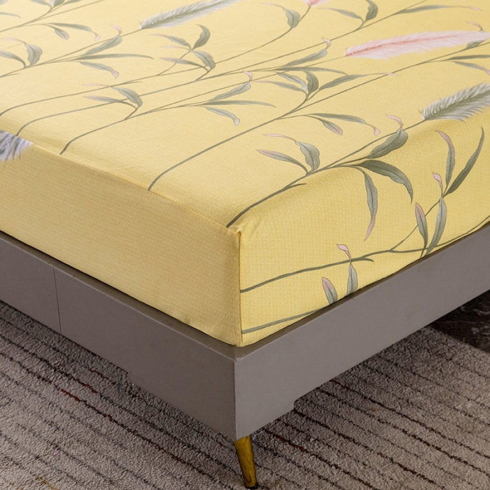 91家纺网 家纺一手货源 找家纺 纽缦 2022新款纯棉磨毛加厚系列-单床笠 浮梦-黄