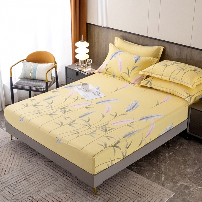 91家纺网 家纺一手货源 找家纺 纽缦 2022新款纯棉磨毛加厚系列-单床笠 浮梦-黄