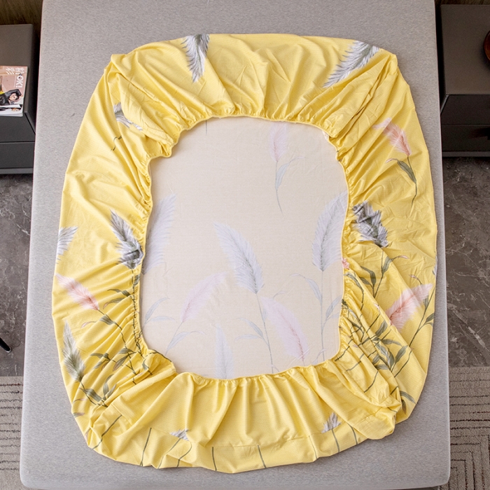 91家纺网 家纺一手货源 找家纺 纽缦 2022新款纯棉磨毛加厚系列-单床笠 浮梦-黄