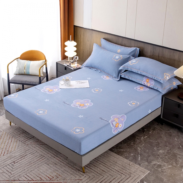 91家纺网 家纺一手货源 找家纺 纽缦 2022新款纯棉磨毛加厚系列-单床笠 花晨月夕-灰