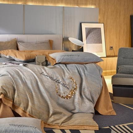 91家纺网 家纺一手货源 找家纺 （总）凡客家居  2022新款阳绒磨毛刺绣卡曼系列四件套学生宿舍三件套