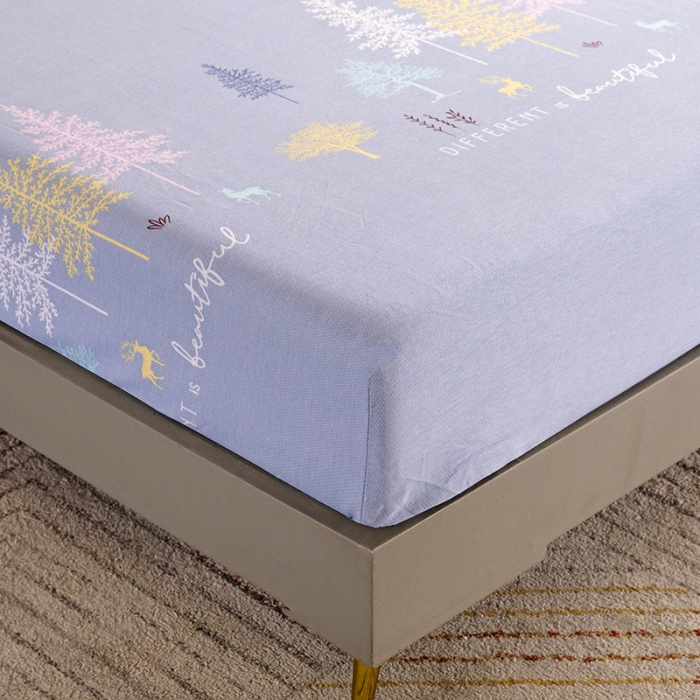 91家纺网 家纺一手货源 找家纺 纽缦 2022新款纯棉磨毛加厚系列-单床笠 奇遇森林-灰