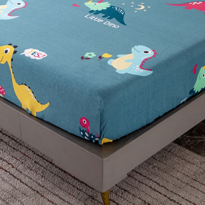 91家纺网 家纺一手货源 找家纺 纽缦 2022新款纯棉磨毛加厚系列-单床笠 小恐龙