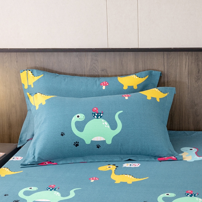 91家纺网 家纺一手货源 找家纺 纽缦 2022新款纯棉磨毛加厚系列-单床笠 小恐龙