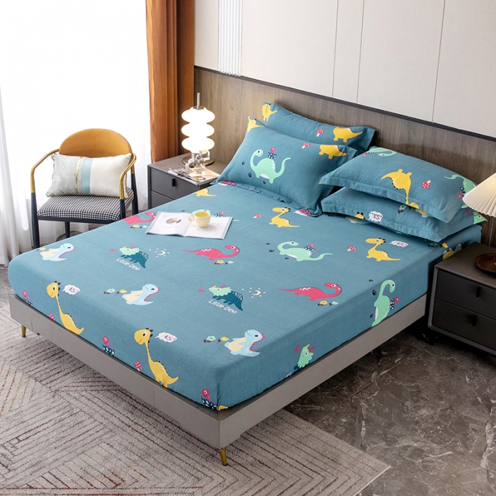 91家纺网 家纺一手货源 找家纺 纽缦 2022新款纯棉磨毛加厚系列-单床笠 小恐龙