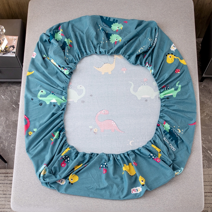 91家纺网 家纺一手货源 找家纺 纽缦 2022新款纯棉磨毛加厚系列-单床笠 小恐龙