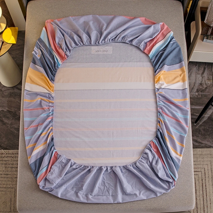 91家纺网 家纺一手货源 找家纺 纽缦 2022新款纯棉磨毛加厚系列-单床笠 炫彩时光-粉