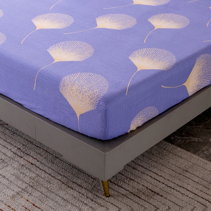 91家纺网 家纺一手货源 找家纺 纽缦 2022新款纯棉磨毛加厚系列-单床笠 叶语-紫