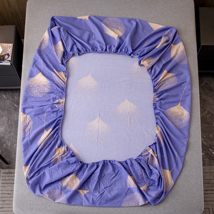 91家纺网 家纺一手货源 找家纺 纽缦 2022新款纯棉磨毛加厚系列-单床笠 叶语-紫