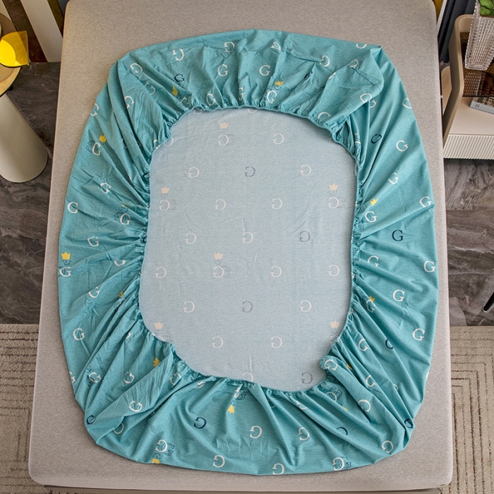 91家纺网 家纺一手货源 找家纺 纽缦 2022新款纯棉磨毛加厚系列-单床笠 字母恋曲-绿