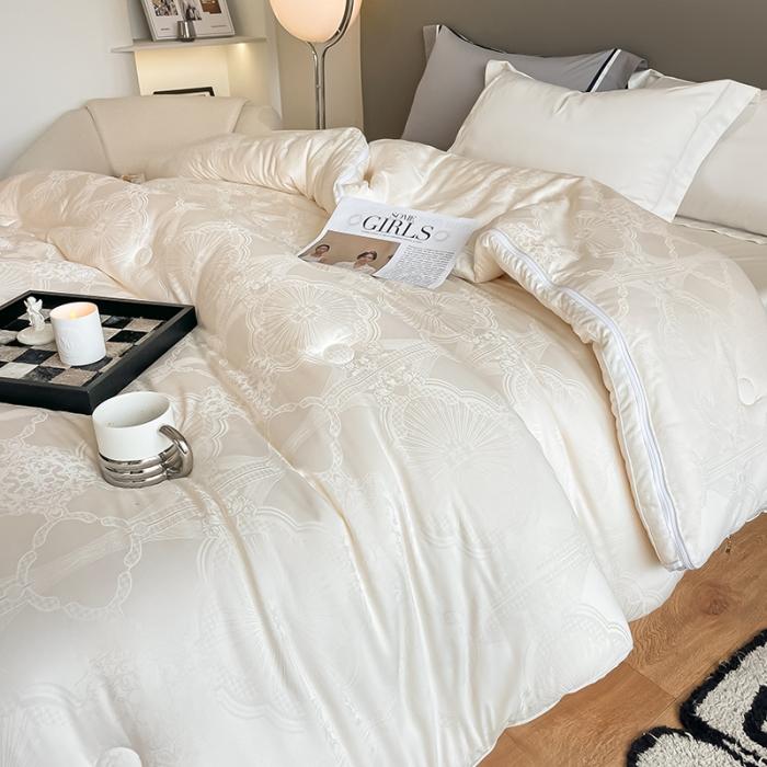 91家纺网 家纺一手货源 找家纺 59%大豆子母被A类木本提花子母被大豆纤维拉链二合一子母被 子母被豆槿 白