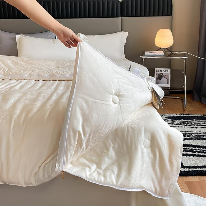 91家纺网 家纺一手货源 找家纺 59%大豆子母被A类木本提花子母被大豆纤维拉链二合一子母被 子母被豆槿 白