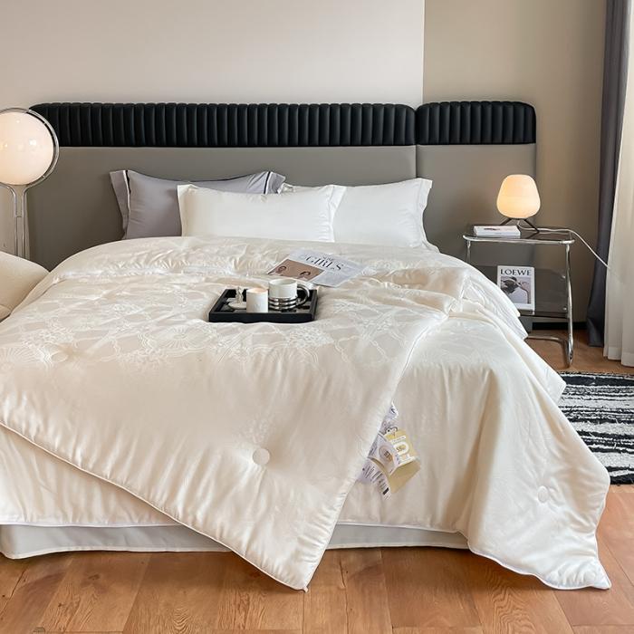 91家纺网 家纺一手货源 找家纺 59%大豆子母被A类木本提花子母被大豆纤维拉链二合一子母被 子母被豆槿 白