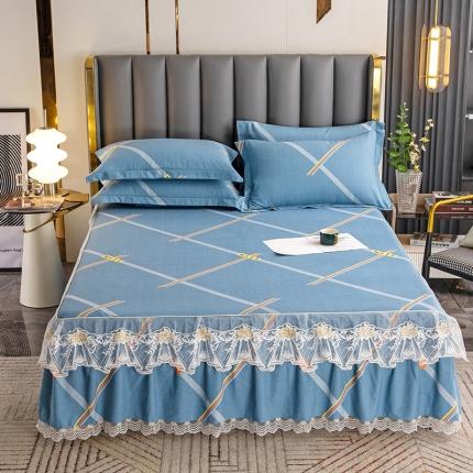 91家纺网 家纺一手货源 找家纺 纽缦 2022新款纯棉磨毛加厚系列-单床裙 彩条飞舞