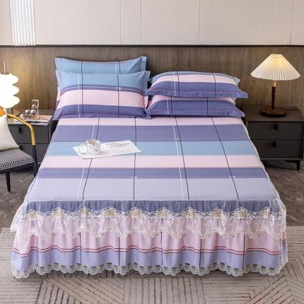 91家纺网 家纺一手货源 找家纺 纽缦 2022新款纯棉磨毛加厚系列-单床裙 简约格调