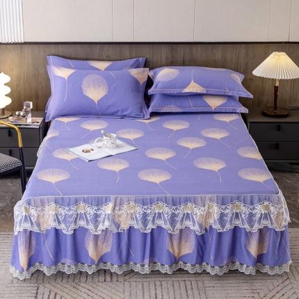 91家纺网 家纺一手货源 找家纺 纽缦 2022新款纯棉磨毛加厚系列-单床裙 叶语-紫