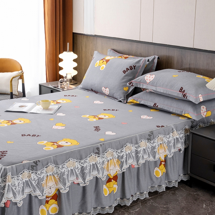 91家纺网 家纺一手货源 找家纺 纽缦 2022新款纯棉磨毛加厚系列-单床裙 比尔宝贝