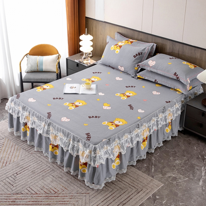 91家纺网 家纺一手货源 找家纺 纽缦 2022新款纯棉磨毛加厚系列-单床裙 比尔宝贝