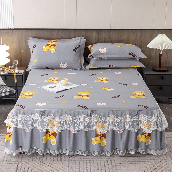 91家纺网 家纺一手货源 找家纺 纽缦 2022新款纯棉磨毛加厚系列-单床裙 比尔宝贝