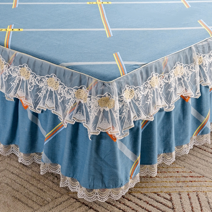 91家纺网 家纺一手货源 找家纺 纽缦 2022新款纯棉磨毛加厚系列-单床裙 彩条飞舞