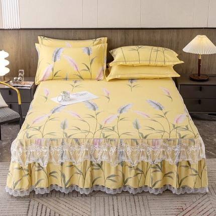 纽缦 2022新款纯棉磨毛加厚系列-单床裙 浮梦-黄