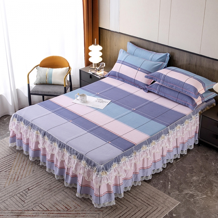 91家纺网 家纺一手货源 找家纺 纽缦 2022新款纯棉磨毛加厚系列-单床裙 简约格调