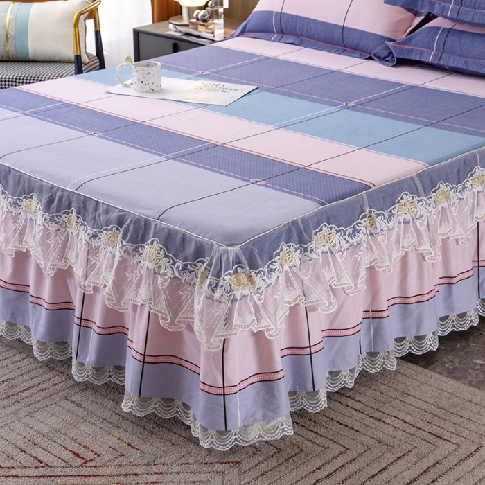 91家纺网 家纺一手货源 找家纺 纽缦 2022新款纯棉磨毛加厚系列-单床裙 简约格调