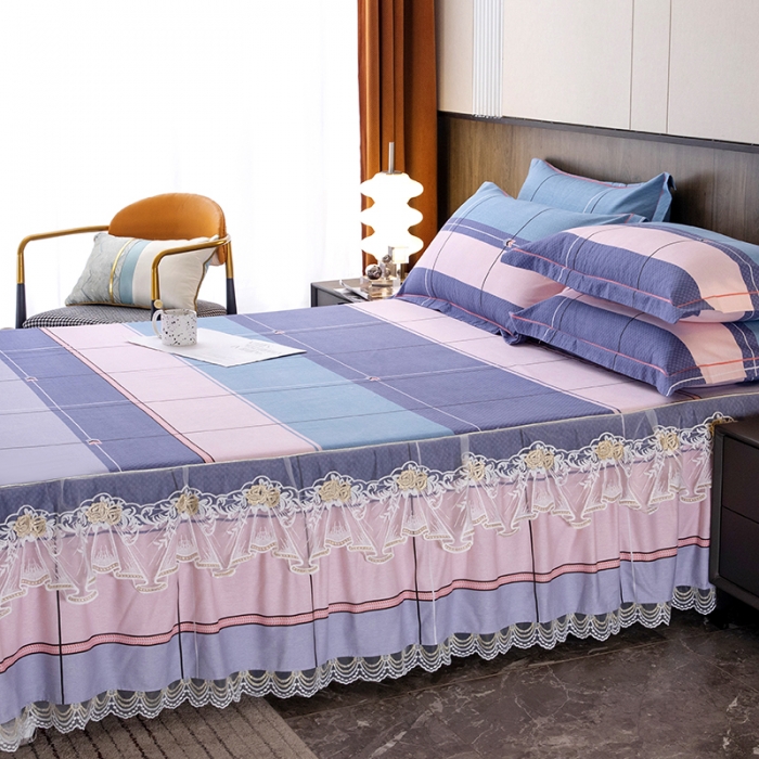 91家纺网 家纺一手货源 找家纺 纽缦 2022新款纯棉磨毛加厚系列-单床裙 简约格调