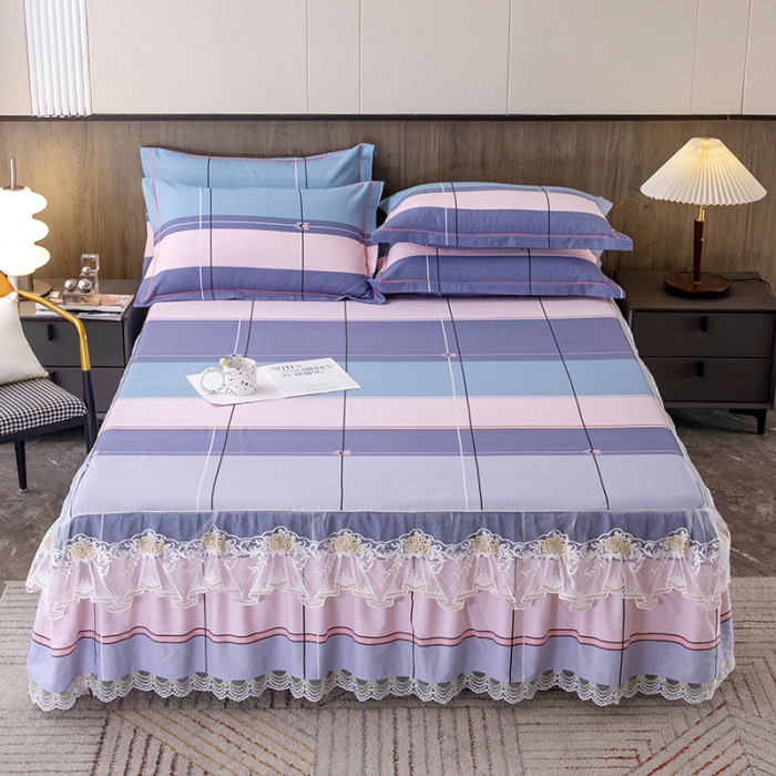 91家纺网 家纺一手货源 找家纺 纽缦 2022新款纯棉磨毛加厚系列-单床裙 简约格调