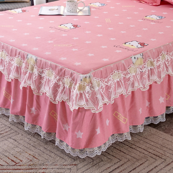 91家纺网 家纺一手货源 找家纺 纽缦 2022新款纯棉磨毛加厚系列-单床裙 凯蒂宝贝