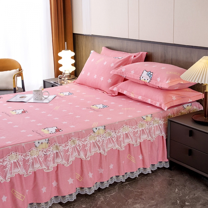 91家纺网 家纺一手货源 找家纺 纽缦 2022新款纯棉磨毛加厚系列-单床裙 凯蒂宝贝