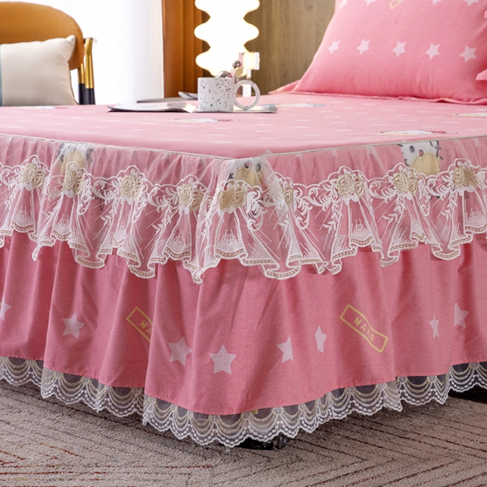 91家纺网 家纺一手货源 找家纺 纽缦 2022新款纯棉磨毛加厚系列-单床裙 凯蒂宝贝